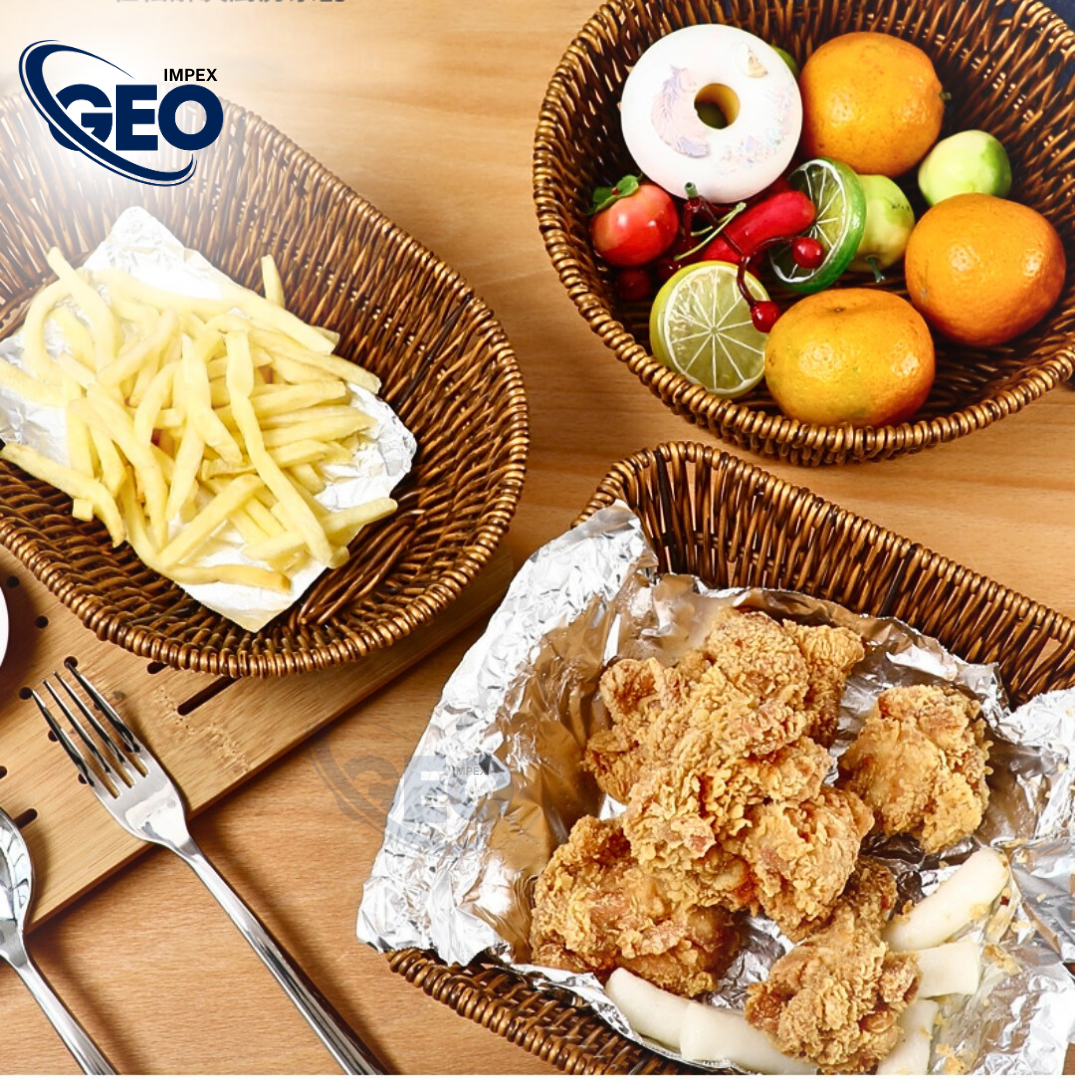 30% OFF - 3 Pcs of Wicker Woven Basket Bread Tray Serving