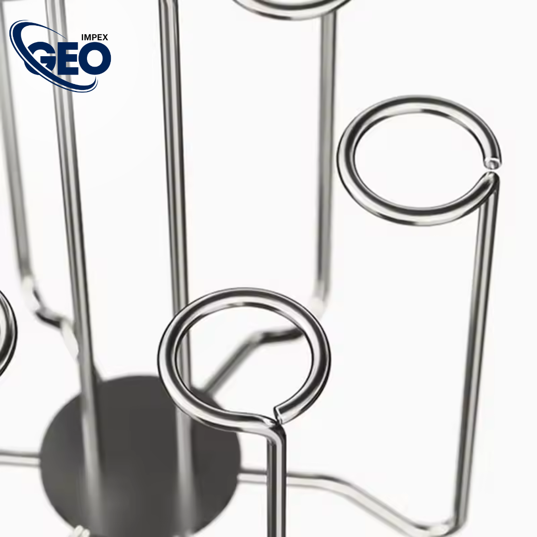 Glass Stand w/Plate | 6-Cup Mug Stand and Drainer – Durable Kitchen Storage & Organization Rack.
