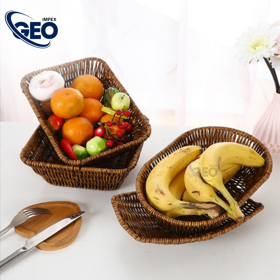 30% OFF - 3 Pcs of Wicker Woven Basket Bread Tray Serving