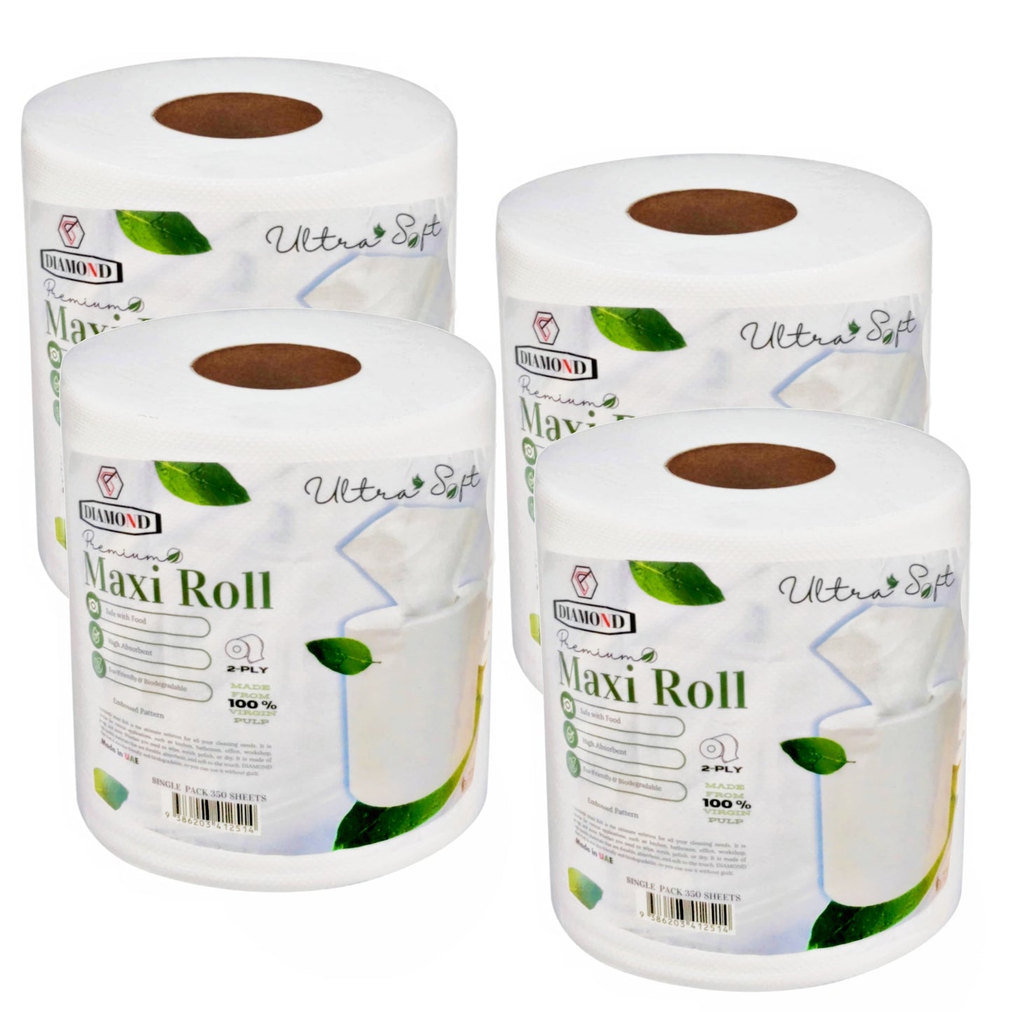 DIAMOND 350 Sheets Kitchen Paper Towels, 350 sheets x 2-Ply, Embossed, Highly Absorbent