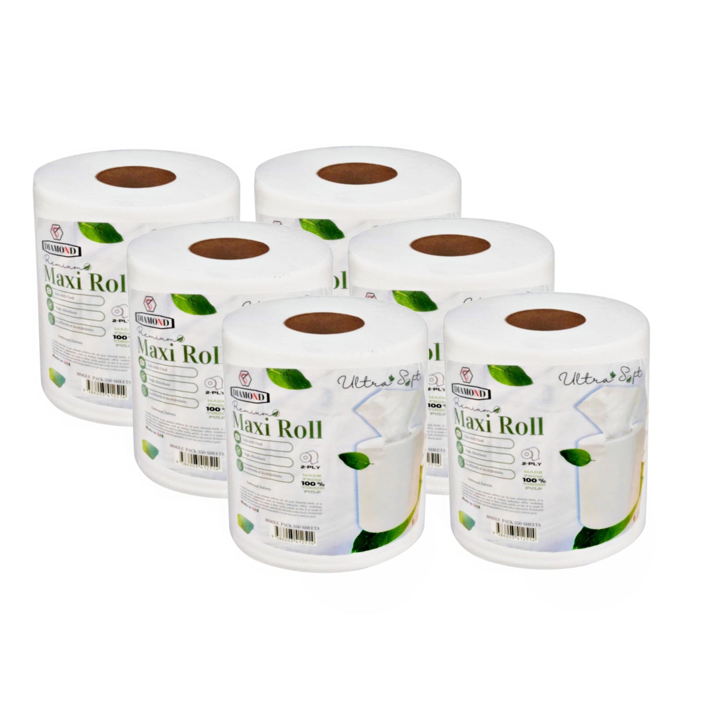 DIAMOND 350 Sheets Kitchen Paper Towels, 350 sheets x 2-Ply, Embossed, Highly Absorbent