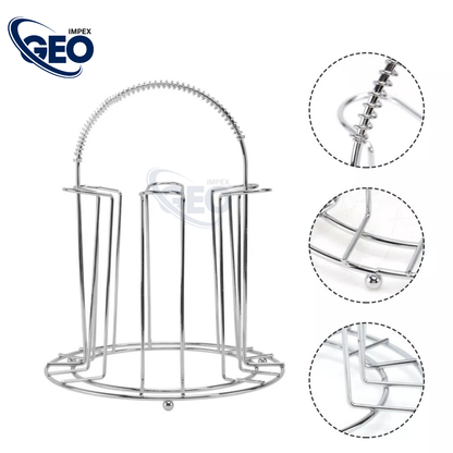 Glass Stand | Stainless Steel 6-Cup Mug Stand and Drainer – Durable Kitchen Storage & Organization Rack.