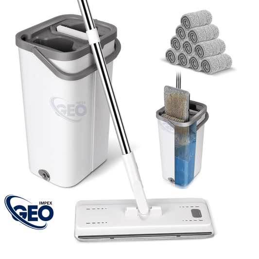 Mop and Bucket with Wringer Set with 2 Mop Head, Hands Free Flat Floor Mop and Bucket, Wet and Dry Use, Home Floor Cleaning System for All Floor Types and Windows