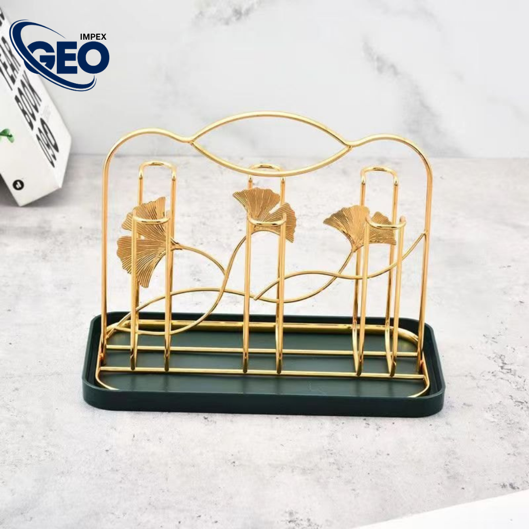 Glass Stand w/Plate | 6-Cup Mug Stand and Drainer – Durable Kitchen Storage & Organization Rack.